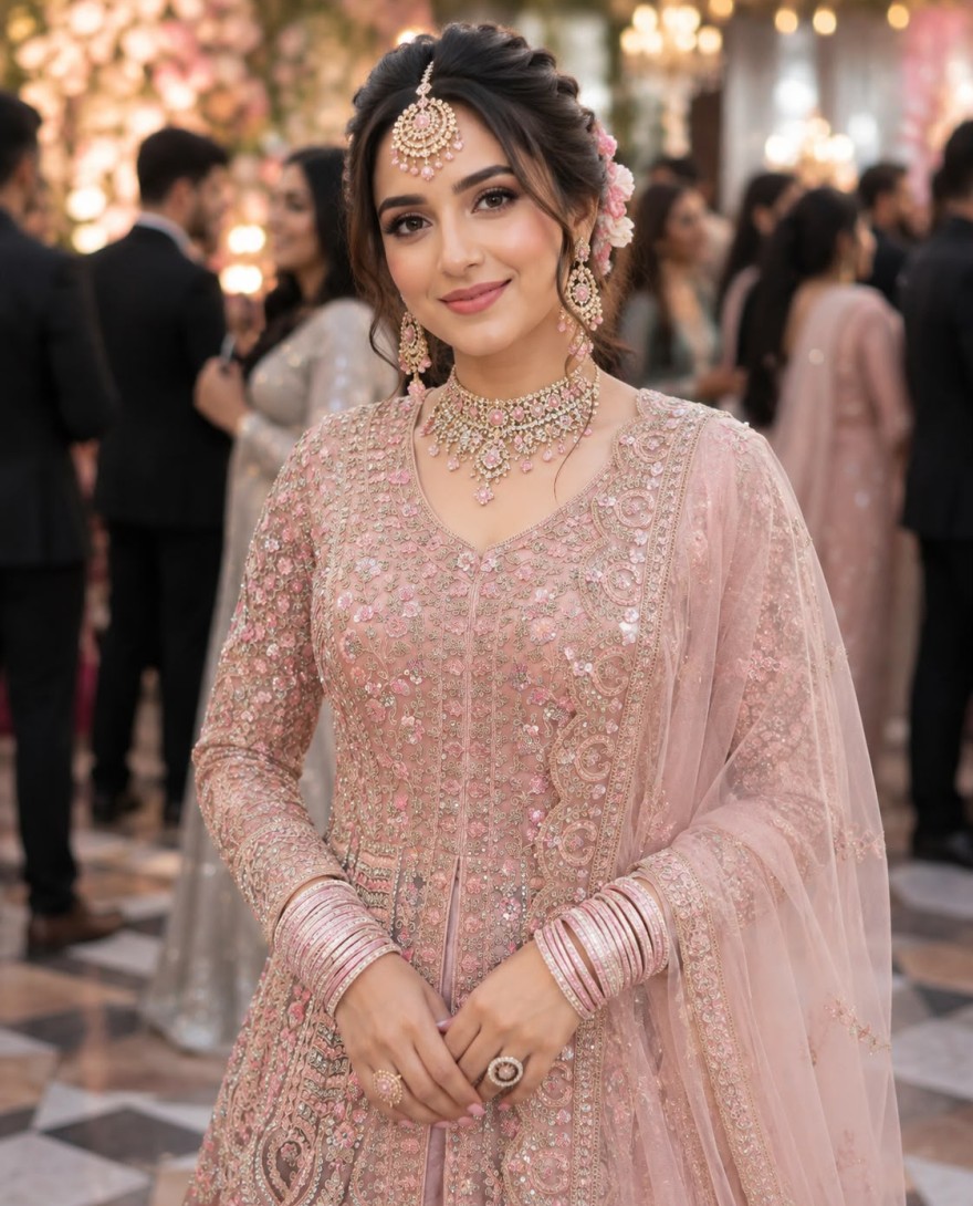 PINK - Net Lehenga Choli In Pink Colour